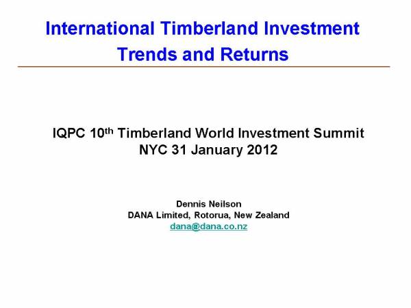 Cover image IQPC 10th Timberland World Investment Summit